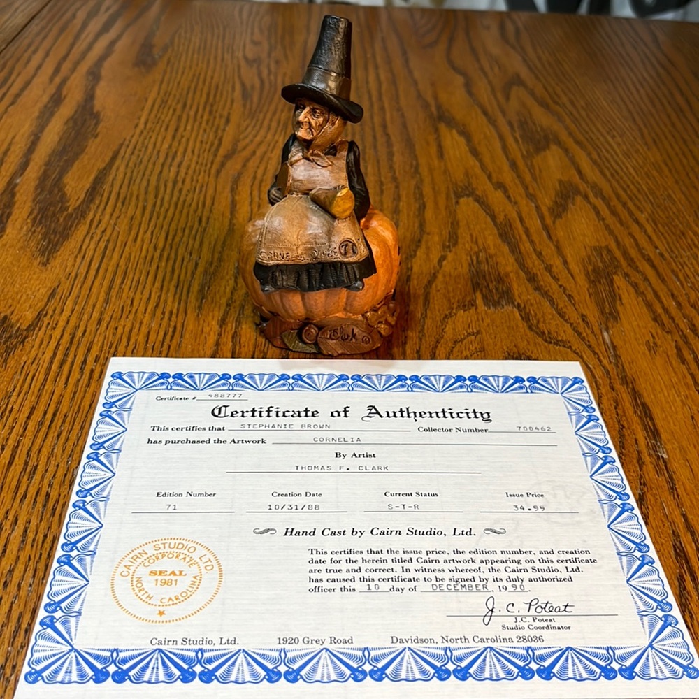 Tom Clark Cornelia Gnome, Signed and Certificate of Authenticity